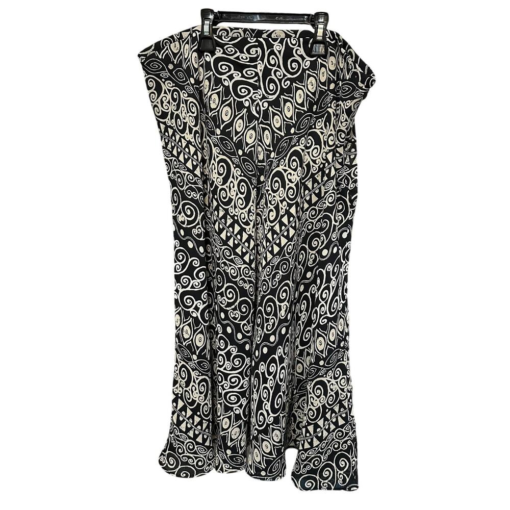 Norton McNaughton Maxi Skirt‎ Black & Gray Swirls Ruffle Hem Size 14